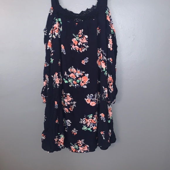 Xhilaration brand long flowing flowery top. A cold off shoulder blouse. - Picture 1 of 3